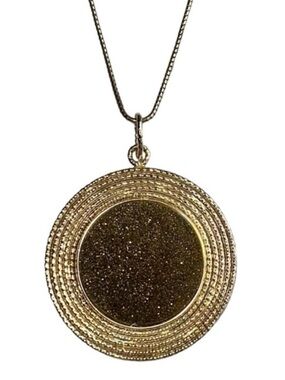 Milor Italy 14K Yellow Gold Large Round Fire Druzy Pendant